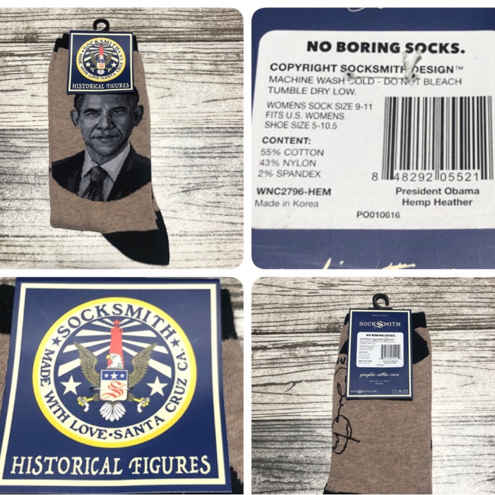 Socksmith Barack Obama Socks Women’s One Size Fits Most (9-11) Hemp Heather